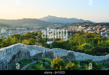 Hanyangdoseong, a fortress wall in Seoul city in Korea. It was the boundaries of hanyang, the capital city in Joseon dynasty. Stock Photo