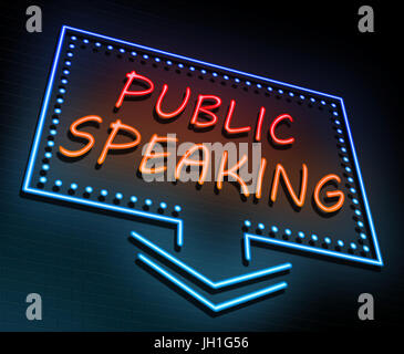 3d Illustration depicting an illuminated neon sign with a public speaking concept. Stock Photo