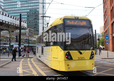 Manchester Metrolink Tram En Route to Media City UK