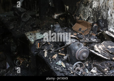 Burnt workshop. France. Stock Photo