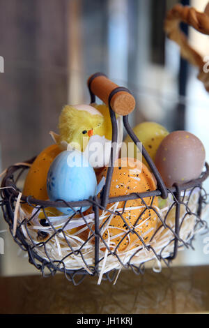 Easter decoration with painted eggs.  France. Stock Photo