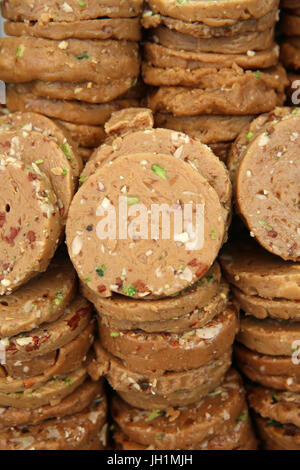 Pastry shop outside Ajmer Sharif dargah, Rajasthan.  India. Stock Photo