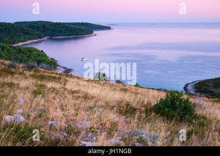 Boat at Dumbocica cove near Premantura. Stock Photo