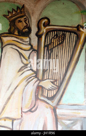 Marian sanctuary our Lady of the lake Togo. King David playing the harp. Painting.  Togo. Stock Photo