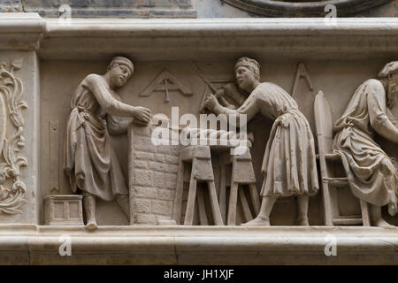 Orsanmichele wall carvings, Guild of Carpenters,  Florence, Italy,  Europe Stock Photo