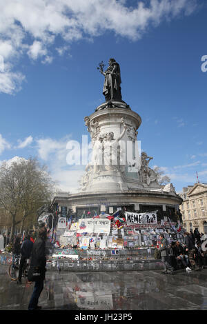 Place de la Republique. Statue of Republic. Paris.  France. Stock Photo