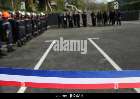 New Firehouse.  Firefighter ceremony. France. Stock Photo