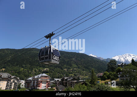 French Alps. Mont Blanc Massif. Gondola cable car at Saint-Gervais.  France. Stock Photo