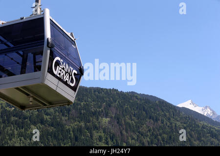 French Alps. Mont Blanc Massif. Gondola cable car at Saint-Gervais.  France. Stock Photo