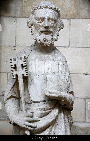Statue in Notre-Dame cathedral, Rouen : St Peter. France. Stock Photo