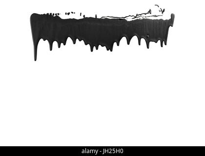 black paint dripping isolated on white background Stock Photo