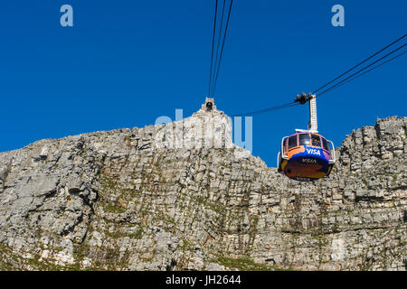 Cable car leading up to Table Mountain, Cape Town, South Africa, Africa