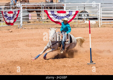 Horse rider competing in the Annual Utah Navajo Fair, Bluff, Utah, United States of America, North America Stock Photo