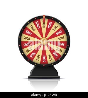 Black wheel of fortune 3d object isolated on white Stock Vector