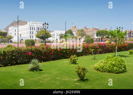 View toward Al Mirani Fort, Muscat, Oman, Middle East Stock Photo