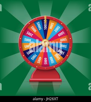 Realistic 3d spinning fortune wheel, lucky roulette vector illustration Stock Vector