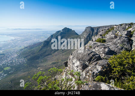 View over Cape Town from Table Mountain, South Africa, Africa Stock Photo