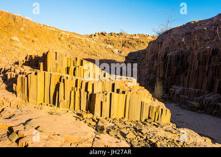 Unusual Organ Pipes monument, Twyfelfontein, Namibia, Africa Stock Photo