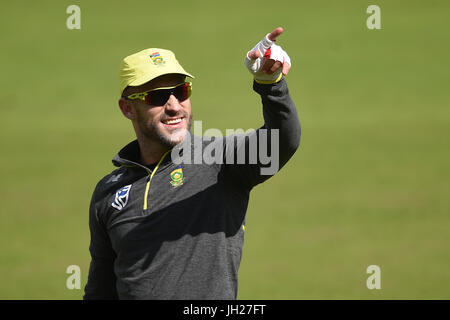 South Africa captain Faf du Plessis during the nets session at Trent Bridge, Nottingham. Stock Photo