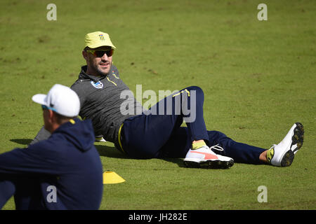 South Africa captain Faf du Plessis during the nets session at Trent Bridge, Nottingham. Stock Photo