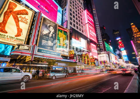 Times Square by night, New York City, United States of America, North America Stock Photo