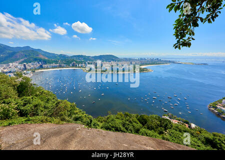 Rio de Janeiro seen from top of Morro da Urca, one of the cable car stops to the Sugarloaf, Rio de Janeiro, Brazil Stock Photo