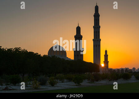 View of Sultan Qaboos Grand Mosque at sunset, Muscat, Oman, Middle East Stock Photo