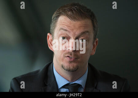 Andrew Parsons, Vice President of the International Paralympic Committee, during the press conference at the Aquatics Centre in Queen Elizabeth Olympic Park . Stock Photo