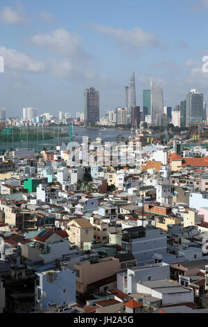 Saigon river, Ho Chi Minh city skyline.  Ho Chi Minh City. Vietnam. Stock Photo