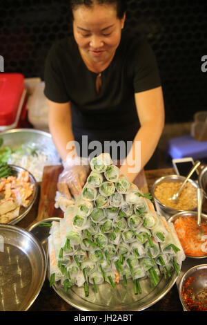 Vietnamese restaurant. Spring rolls.  Ho Chi Minh City. Vietnam. Stock Photo