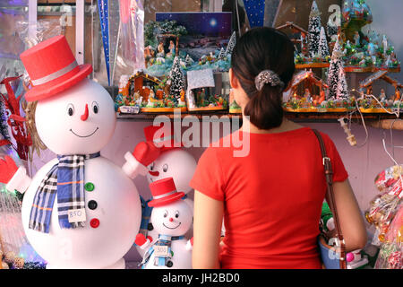 Christmas market.  Christmas decoration. Vietnam. Stock Photo