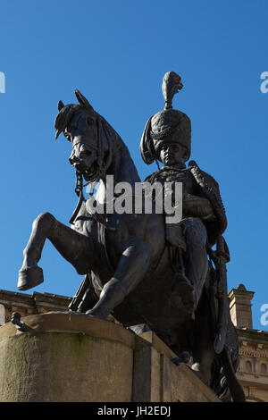 Equine statue on Market Square in Durham City, England. The statue stands in memory of the Marquess of Londonderry. Stock Photo