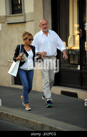 Milan, Lilly Gruber and husband Jacques Charmelot shopping downtown The ...