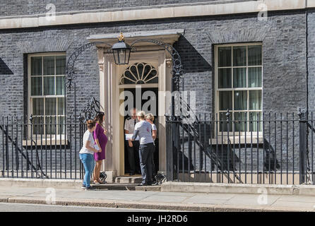 London, UK. 12th Jul, 2017. Stillbirth Charity “Kicks Count” calls for ban on sale of home dopplers, delivering a petition to the Prime Minister Theresa May in Downing Street in London 12th July 2017. Credit Andy Morton/Alamy Live News. Stock Photo