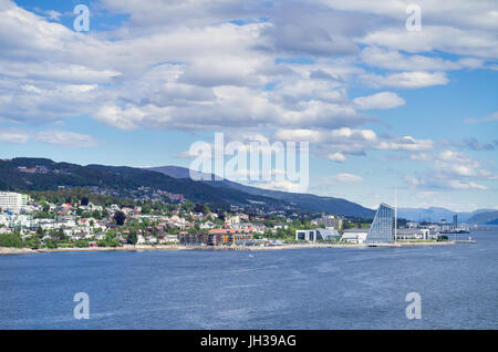 Seaside view of Molde, Norway. The city is located on the northern shore of the Romsdalsfjord and is nicknamed ‘The Town of Roses’. Stock Photo