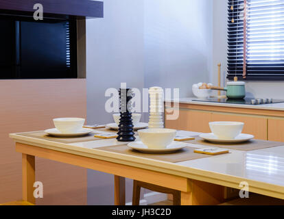 Set of dining table and kitchen room Stock Photo