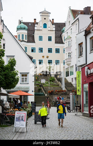 KEMPTEN, GERMANY - JUNE 9: People in the pedestrian area of Keptem, Germany on June 9, 2017. Kempten is one of the oldest cities of Germany. Stock Photo