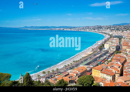 Panoramic view of the old city and the Promenade des Anglais, Nice, France Stock Photo