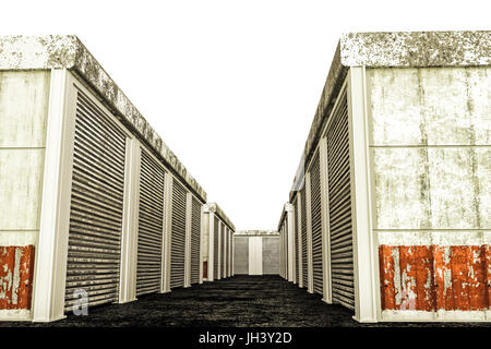 self storage units isolated on white background Stock Photo