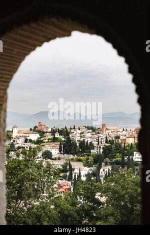 View of El Albaicin (old Arab quarters) from The Alhambra, Granada, Spain Stock Photo