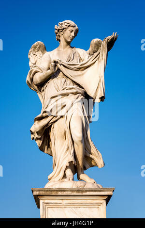 Angel with the Sudarium (Veronica's Veil), Ponte Sant'Angelo, Rome,Italy Stock Photo