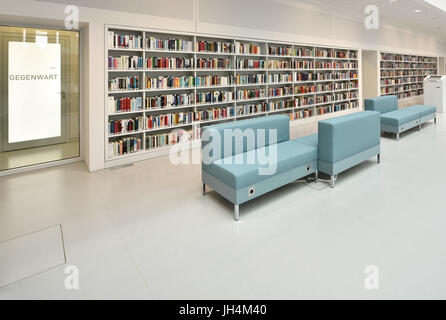 Bookshelves, public library, Stuttgart, Baden-Württemberg, Germany Stock Photo