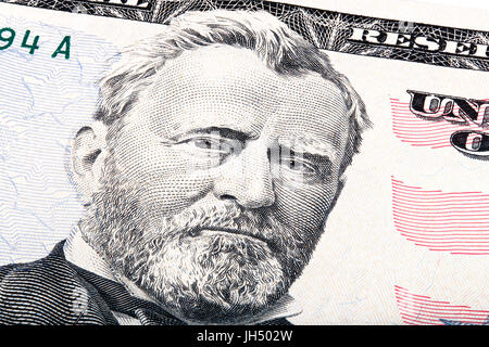 President Ulysses S. Grant from fifty dollar bill. Stacked photo Stock Photo