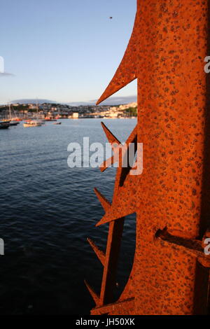 rust,rusty,decay,security,security fence,fence,rusty fence,patina,metal decay,rusted,rusting,sharp,pointy,stay out,go away,decaying,do not enter Stock Photo