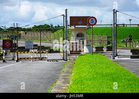 Entrance of the Kadena Air Base, a United States Air Force Base in Naha, Okinawa, home to a large American military presence of United States Forces Stock Photo