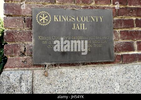 historic Kings County Jail placard with cobwebs Stock Photo