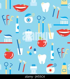 seamless pattern of dental care products Stock Vector