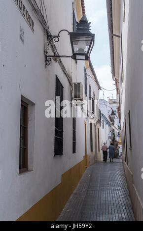 Typical street of the Juderia in the city of Cordoba in summer, Andalucia, Spain Stock Photo