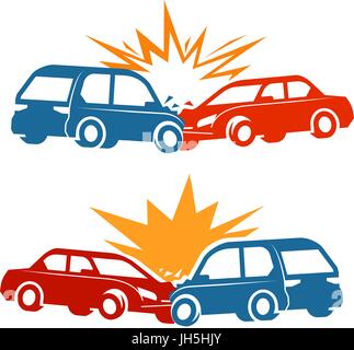 Car crash, traffic accident icon. Vector illustration Stock Vector