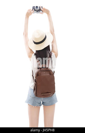 Back view of young woman on travel Stock Photo